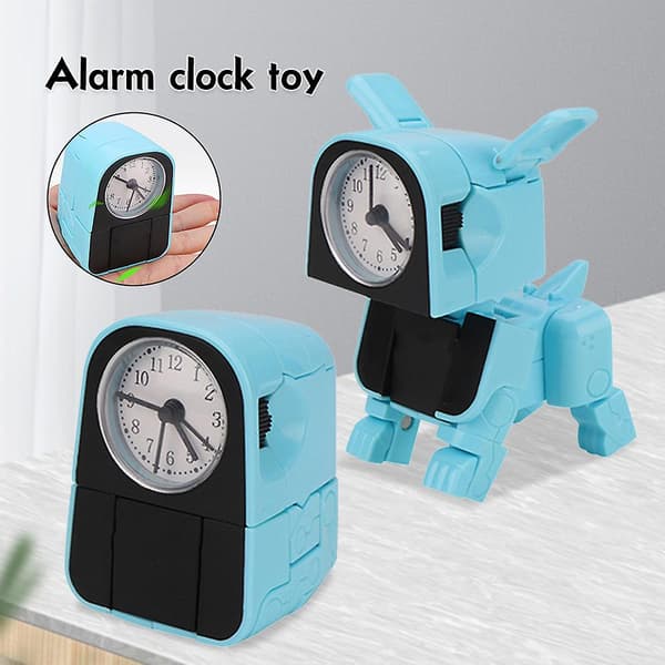 Deformationshund väckarklocka söt robotvalp väckningstimer för barn Blue