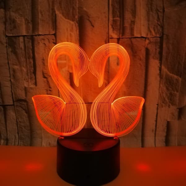 3D Illusion Lamp LED Svan Nattljus Djur Leksaker Kärlek Par