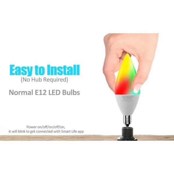 3-pack Smart Ljuskällor, Ljusformade Smart LED-lampor Di, Fjärrkontroll, E12 Sockel 3.5W Lampor, 6500K