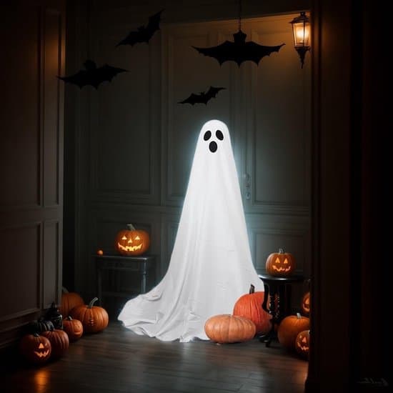 Halloween spøgelse 165cm – stående dekoration med belysning – oplyst hvidt spøgelse – perfekt Halloween-stemning