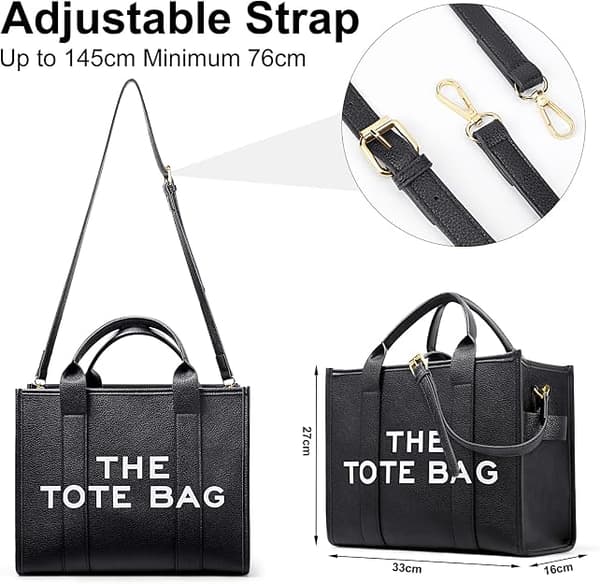 Canvas Tote Tasker til Kvinder, Casual Canvas Crossbody Taske (Sort)