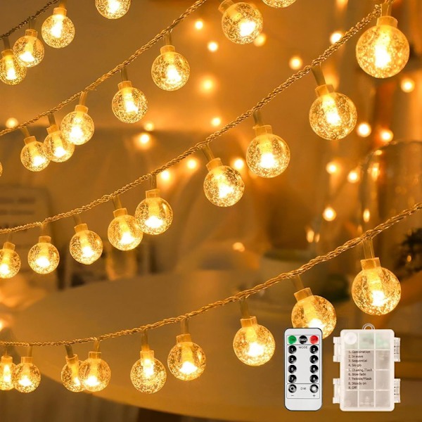 Ljusslingor, Fairy String Lights Soldrivna, Fjärrkontroll, Vattentäta Dekorativa Hängande Ljus Inomhus Utomhus för Hemfest Uteplats Trädgård Large bubble ball