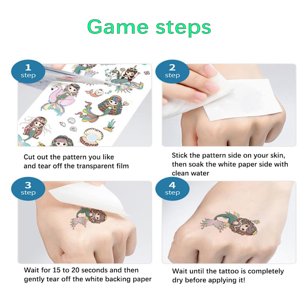 Tatueringar för barn med tecknade motiv, Sjöjungfru D