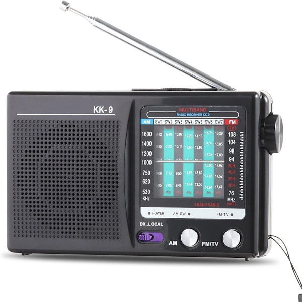 Bärbar Radio AM FM, Transistorradio, Liten Radio Bärbar, Små Presenter för Seniorer Äldre Black