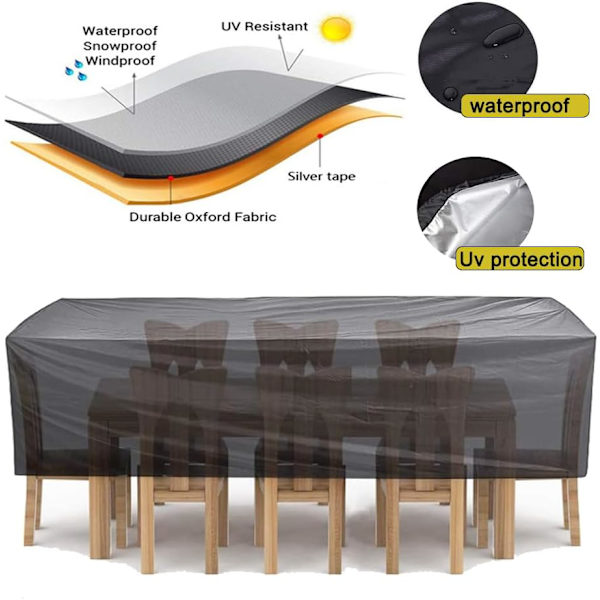 Möbelöverdrag för uteplats, Vattentätt överdrag för utemöbler, Överdrag för soffor på balkong och gräsmatta (107 CM x107CM x 79CM)