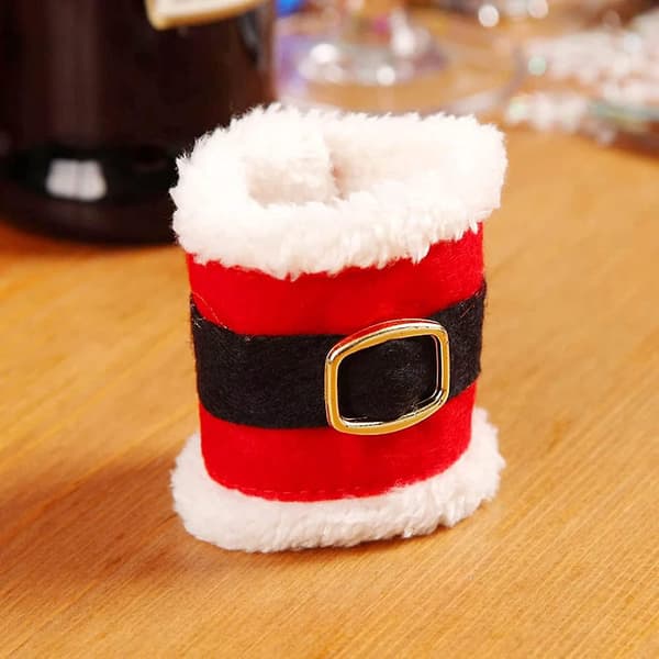 Juleservietringe 8 stk, Filt Servietholder Julemandens Bæltespænde Design