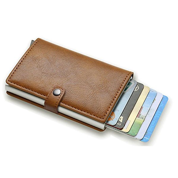 RFID NFC-skyddande plånbok korthållare 5 kort (äkta läder) Lq brown