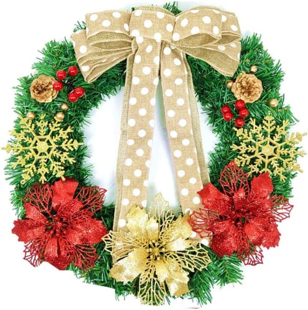 Julgranspynt i plast med glitter, snöflingor, 10 cm, 36-pack Gold