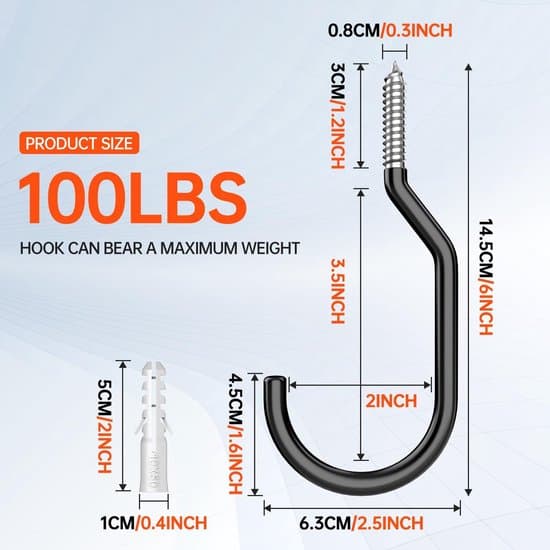 Ripustuskoukut - raskaat pyöräkoukut - 45 kg kantavuus - 15 cm - säilytyskoukku - 8 kpl pakkaus