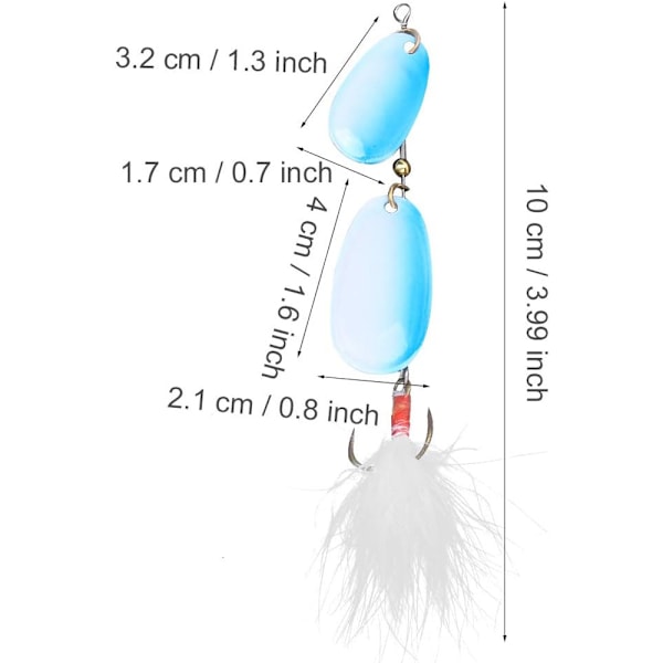 Hård fiskbitande krok, 3-pack konstgjord fjäderfiske lockbete hårt bete sked set, med treudd krok fiske