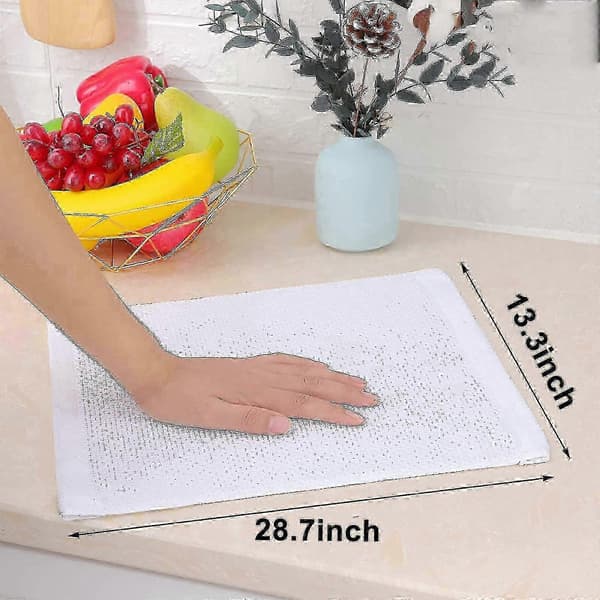 6-pack 100% bomulls frotté kökshanddukar med hängögla för diskrengöring White 34*73cm