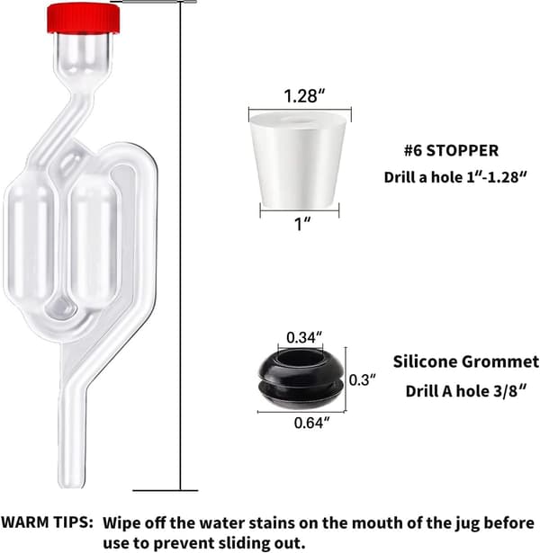4 stk. Twin Bubble gærrørssæt, gærrør til fermentering, fermenteringsgærrør med 4 propper
