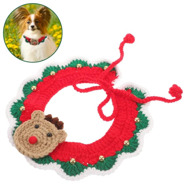 Julehundehalstørklæde Blødt Strikket Dyrehalstørklæde til 2 Juleaccessories