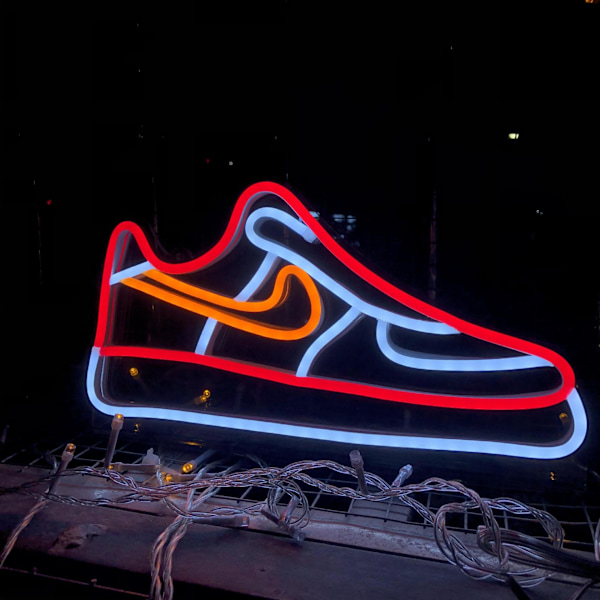 Ins Jul Kreativa Gåvor Dimbar Modellering Belysning LED Dekorativa Lampor Sneakers Dekoration Neonljus (Röd och Gul -N)