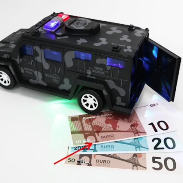 Cash Truck Spargris Fingeravtryck Lösenord Elektronisk Automatisk Mynt Sparbox grå