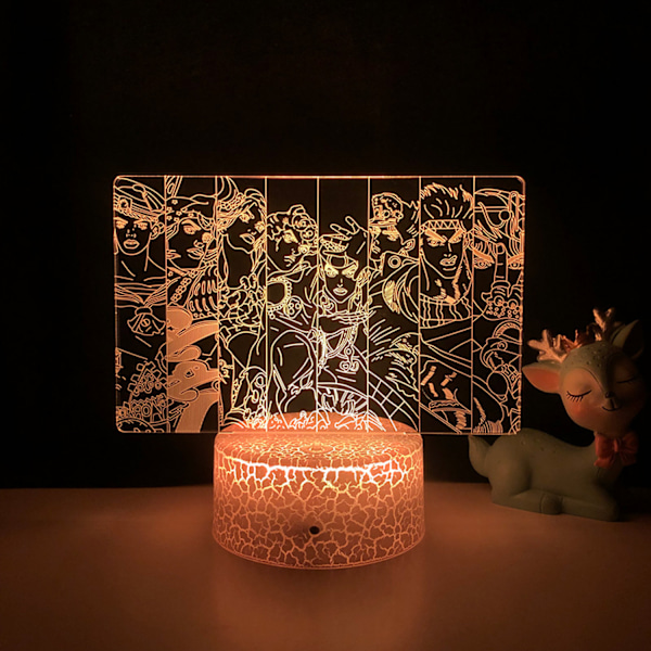 3D Illusion Lamp Anime Adventure  Nattlampa med fjärrkontroll för sovrumsdekorativa pojkar flickor födelsedag jul -- Mönster B（Crack Seat）