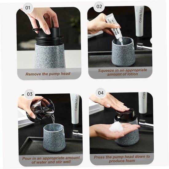 Skumsåpedispenser - Håndsåpedispenserpumpe - Hygienisk håndvask - Valnøtt trefiberdesign - 12 x 10 x 10 cm - Brun