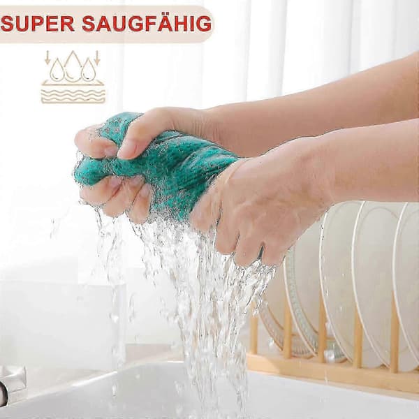 6-pack 100% bomulls frotté kökshanddukar med hängögla för diskrengöring Blue-green 34*73cm