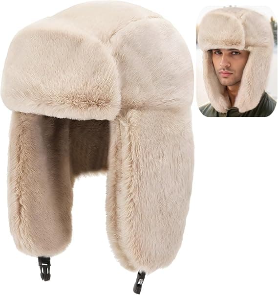 Komfortabel vinterhat i ruskind til mænd og kvinder, trapperhat med øreklapper, vindtæt russisk Ushanka hat, udendørs skihat.