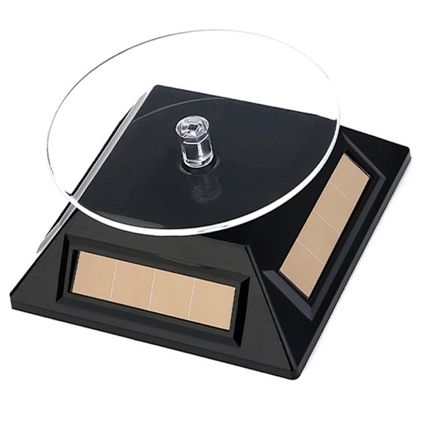2 st Solcellsdriven Displayställ, Solcellsdriven Showcase 360 Graders Vridbar Plattspelare Roterande Klocka Telefon Smycken Organizer Displayställ Fäste Hållare Black