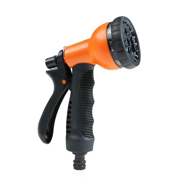 Orange allmän trädgårdsdusch, 8 vattenspraymönster, trädgårdshanddusch