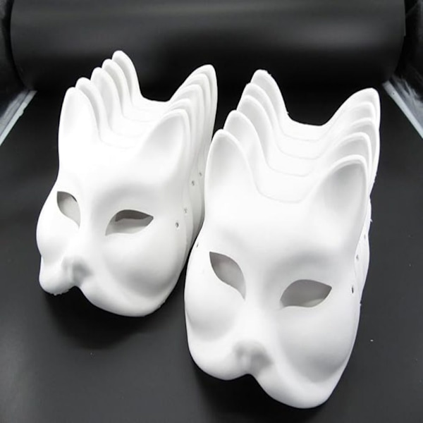 20 st Kattmasker Therianmasker gjorda av vitt papper för DIY-målning Cat mask
