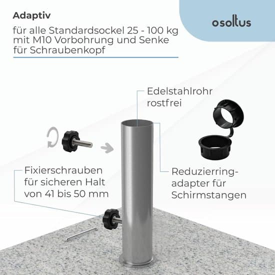 Parasolstang i rustfrit stål – Universal og robust – 1 stk.