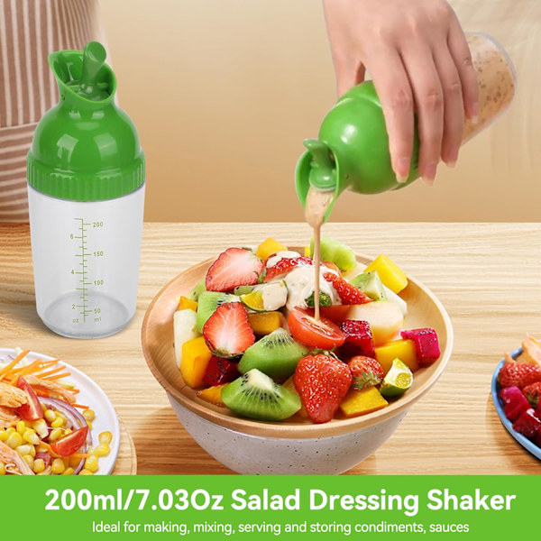 Salladsdressingflaska, 200 ml/7,03 oz Salladsdressingflaska Såsflaska Kryddmixer Kryddflaska med hällpip Green