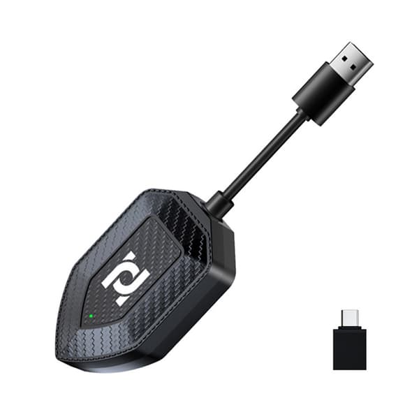 Trådlös Carplay Android Auto Adapter för iPhone IOS 10+/Android 11+, USB/Type-C, för bilar med fabriksmonterad trådbunden CarPlay från 2016+ White