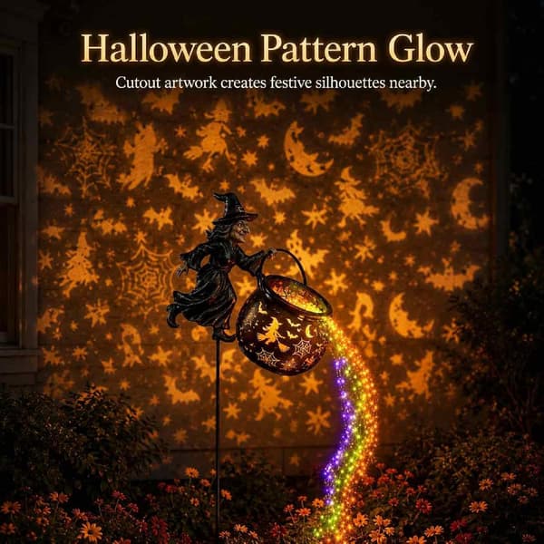 Halloween Heksegryte Hagelys, 33″ Heksepinne Hagelys