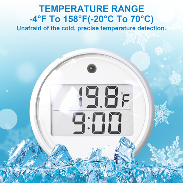 Isbads termometer og timer, isbads vandtermometer med flydefunktion, letlæseligt, vandtæt IPX6, termometer