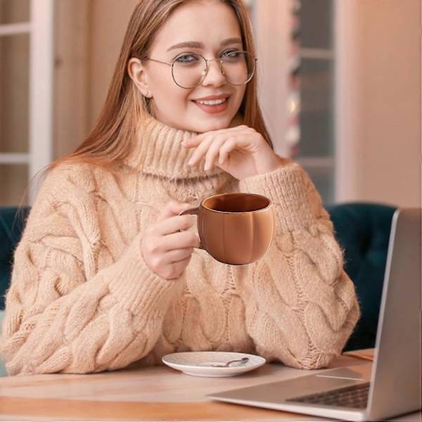 Græskar Keramisk Krus, 2 Græskarformede Halloween Krus, Nye Efterårs Kaffe Mælkekopper