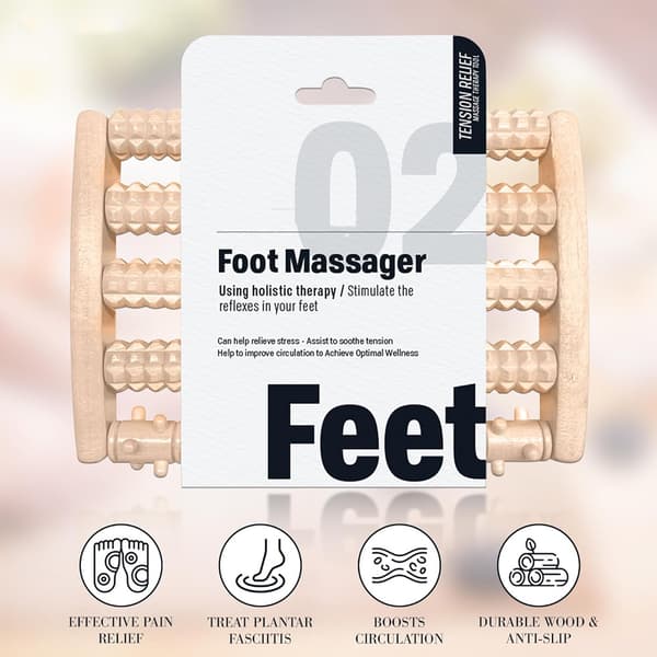 Fotmassage Roller för Lindring av Plantar Fasciit - Trämassage Roller för Fothälsa Stimulerar Reflexer