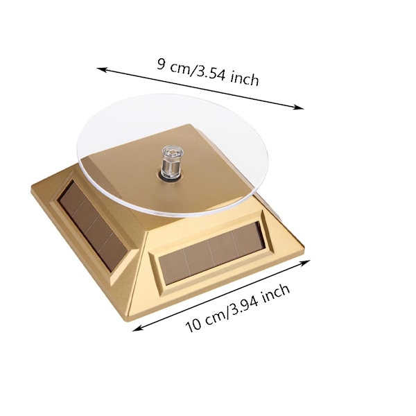2 st Solcellsdriven Displayställ, Solcellsdriven Showcase 360 Graders Vridbar Plattspelare Roterande Klocka Telefon Smycken Organizer Displayställ Fäste Hållare Gold