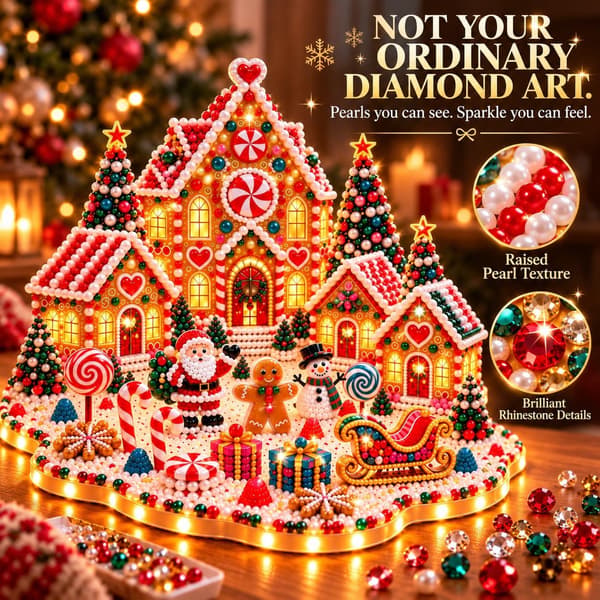 Julebyhuse 3D Gem Diamond Art DIY-sæt, Diamond Art-pynt 25 cm Honningkagehus-sæt Perle 3D Julehåndværk til voksne Jul