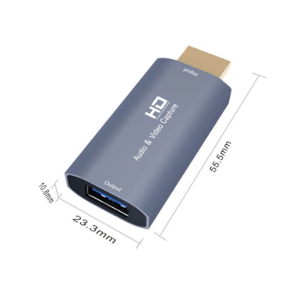 HDMI-videokort för högupplöst videoinspelning. HDMI-hane till USB-hona förlängningsadapter. Videokort