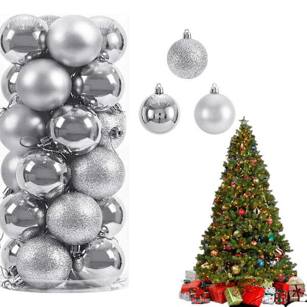 1,2 tums Mini Julgranskuledekorationer Hängande Ornament Heminredning Familjepresenter Specialpris Silver