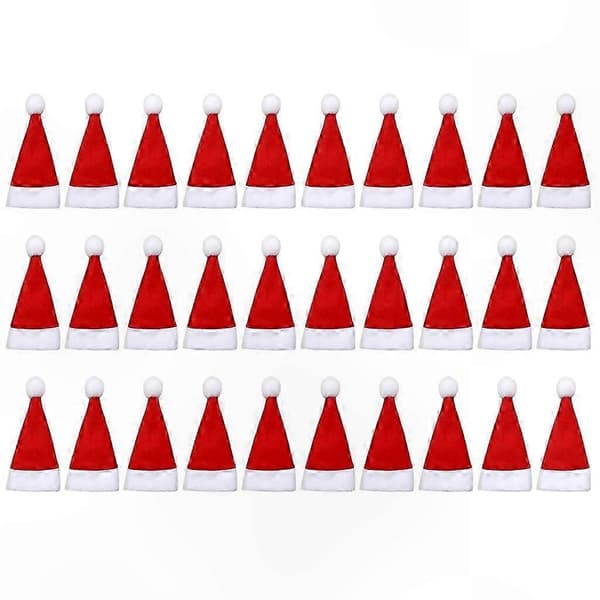30-pack Mini Tomteluva Omslag för Koppar, Flaskor och Bestickhållare Jul Dekorativa Tillbehör[D]
