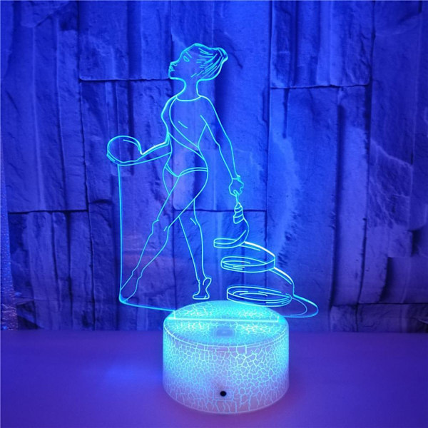 Gymnastik Nattlampa 16 Färger Ändras USB-driven Fjärrkontroll Touch Switch Optisk 3D Illusion Lamp -- Crack Seat