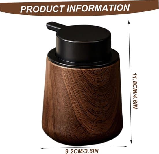 Skumsæbedispenser - Håndsæbedispenserpumpe - Hygiejnisk håndvask - Valnøddetrædesign - 12 x 10 x 10 cm - Brun