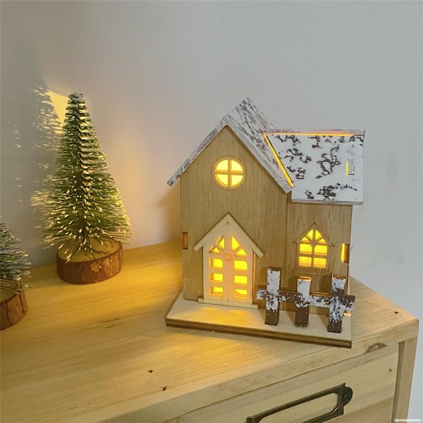 Julby Set LED-belysning Julbyhus med Figurer, Julby Serie Inredningsrumsdekoration Samlingsbyggnader