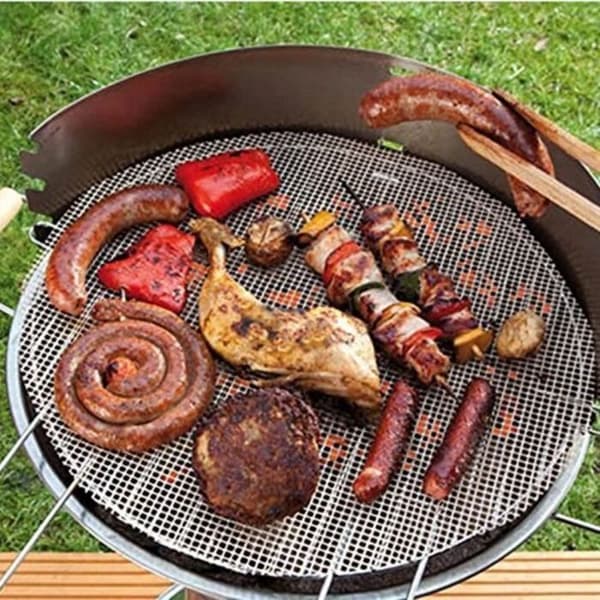 Genanvendelig Non-Stick Rund BBQ Grillmåtte – 2 Stykker, Kan Tilpasses i Størrelse