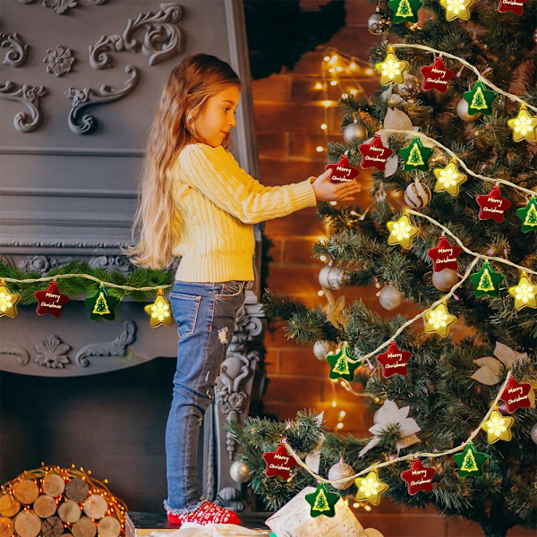 Julstjärna Dekorationsljusslinga 3m 20 LED Batteri/USB Dubbelt Strömläge Julkula Ljusslinga för Hem Inomhus Utomhus Dekoration