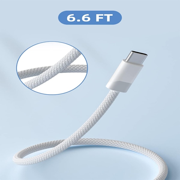 USB-C till MagSafe 3-kabel för MacBook Pro och Air Nylon 2m 140W Silver