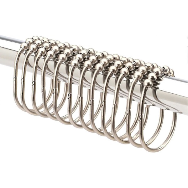 Brede Bruseforhængsringe Kroge, Rustfrit Stål Sæt med 12 Brushed Nickel