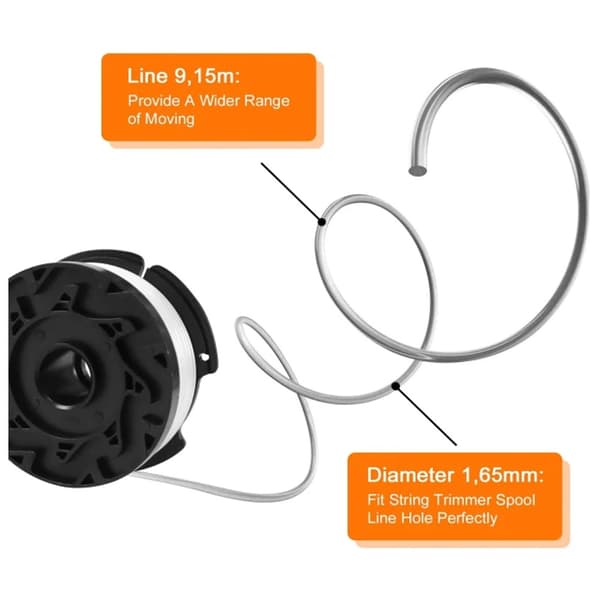 Trimmerlinjespole för Black & Decker Trimmers, 6 Trimmerlinjer - Xin