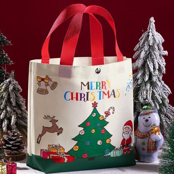 Julklappspåse i canvas, äppel-förpackningspåse, godispresentförpackning, liten handväska för barn, julbordsgåva