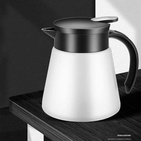 Termokande til kaffe, tekande 680 ml, rustfrit stål, isoleret kande, dobbeltvægget vakuumisoleret kaffe-, vand- og drikkevaredispenser (hvid)