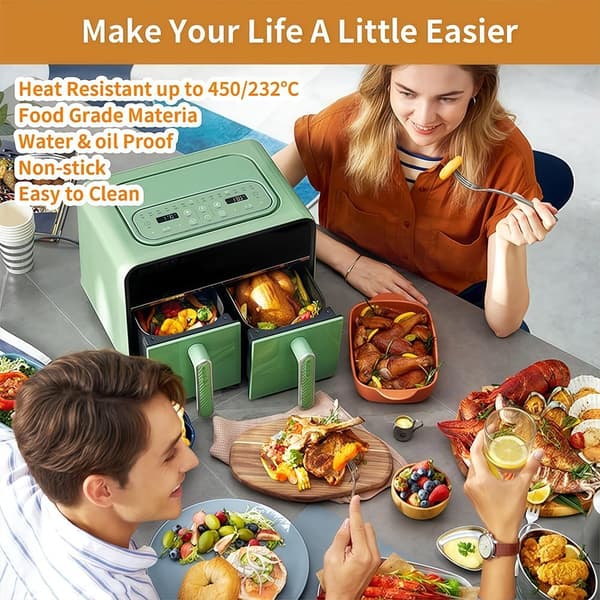 Air Fryer Pappersfoder, 100 st Bakplåtspappersfoder, Non-Stick och Oljesäkra för Enkel Rengöring/Fyrkantiga