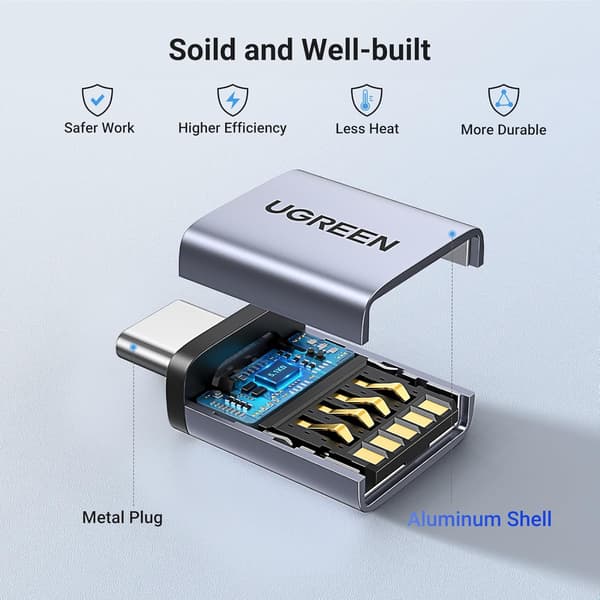 UGREEN USB til USB C-adapter 2-pakning, 10 Gbps USB C hunn til USB hann-adapter Thunderbolt-kompatibel med iPhone 16 15, MacBook, iPad